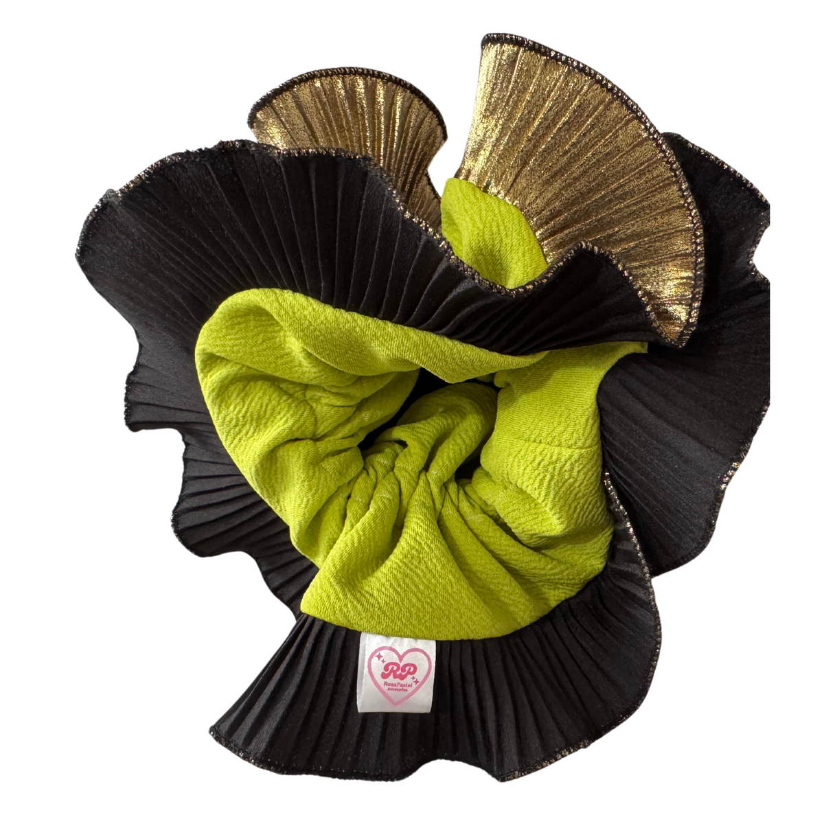 Scrunchies Rumba Simple Verde Oliva y Dorado