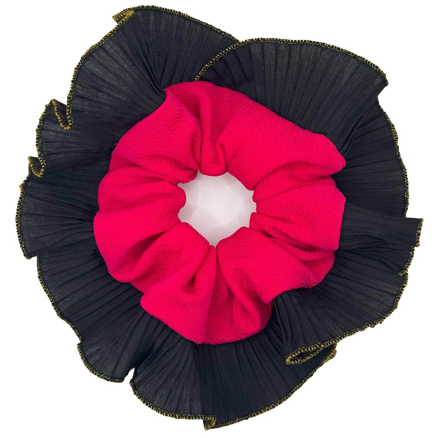 Scrunchies Rumba Simple Negro y Fucsia "Noches de otoño"