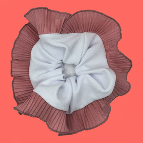 Scrunchies Rumba Simple Blanco y rosa