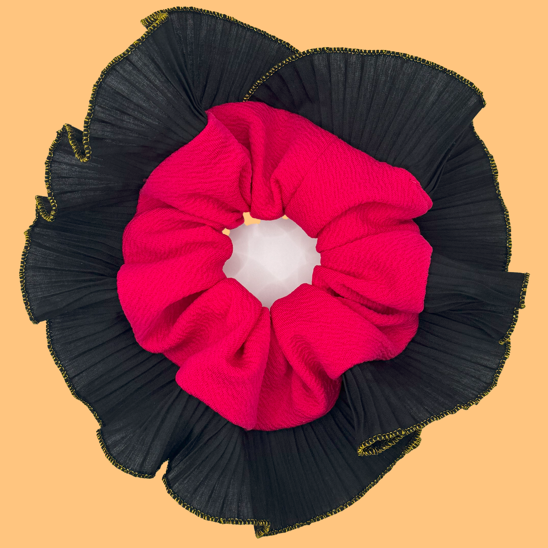 Scrunchies Rumba Simple Negro y Fucsia "Noches de otoño"